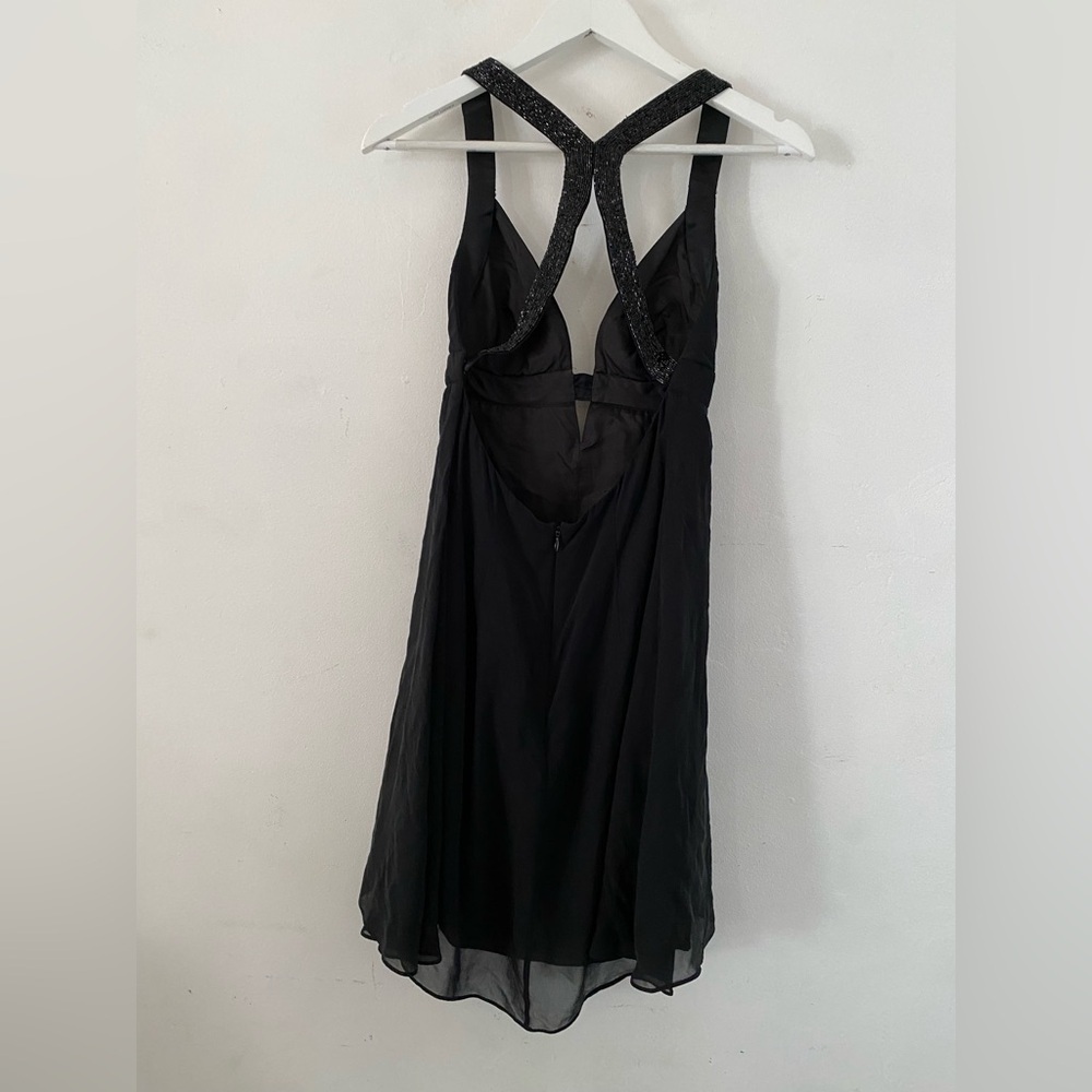 Cache y2k vintage Black Backless sequins Crisscross Midi Dress silk - Picture 3 of 10